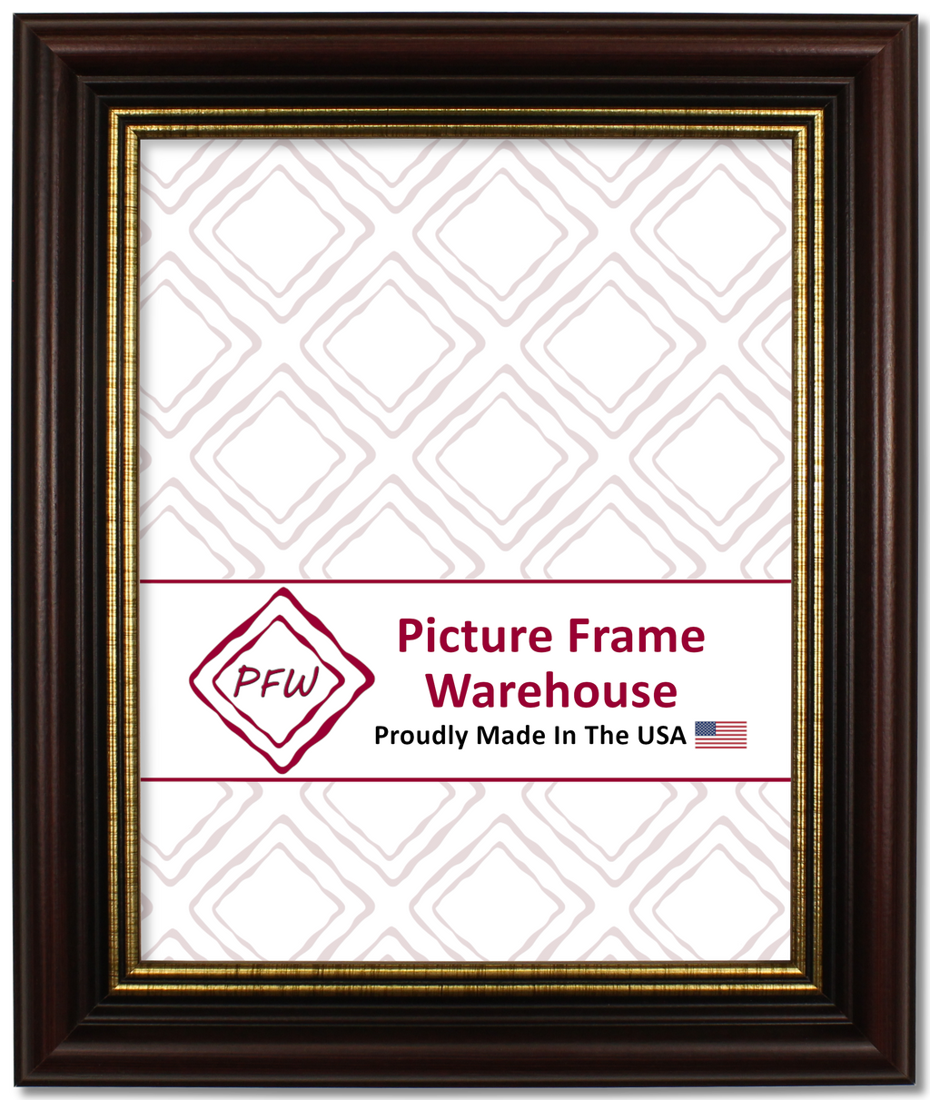112-236 - Mahogany With Gold Lip, 1 ½", Solid Wood Ready-Made Frame