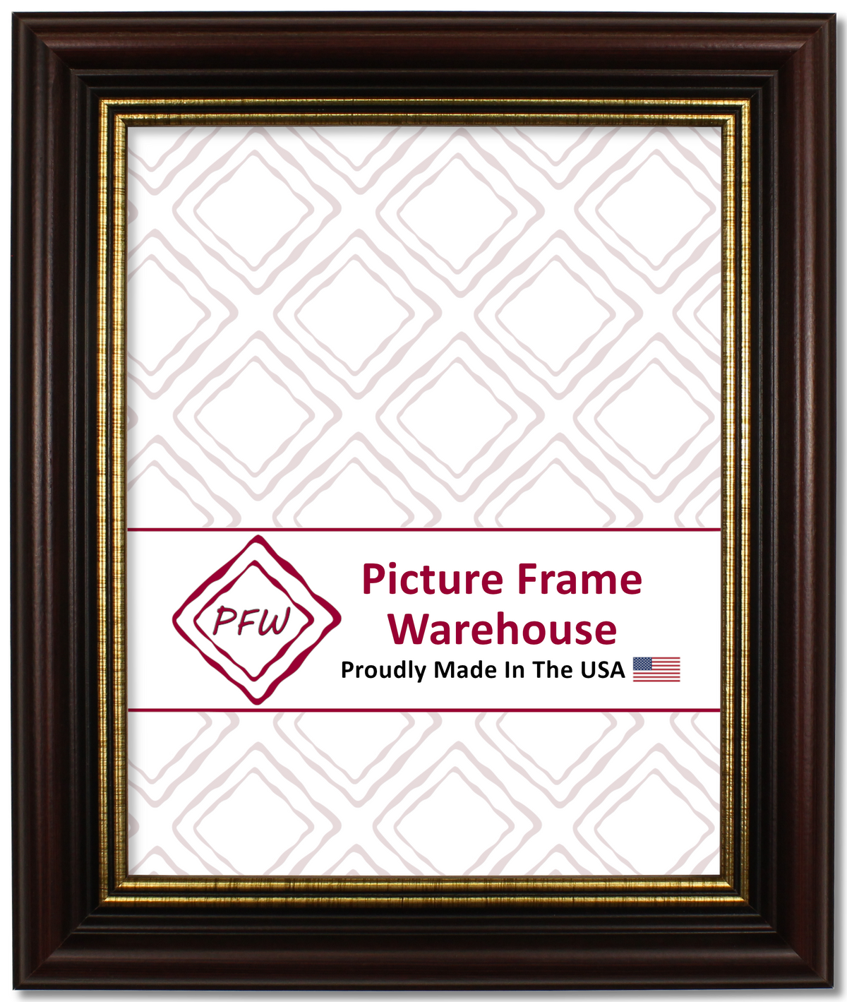 112-236 - Mahogany With Gold Lip, 1 ½", Solid Wood Ready-Made Frame