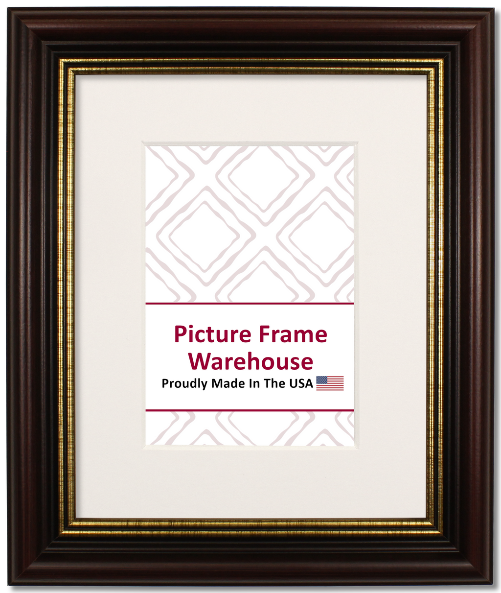 112-236 - Mahogany With Gold Lip, 1 ½", Solid Wood Ready-Made Frame