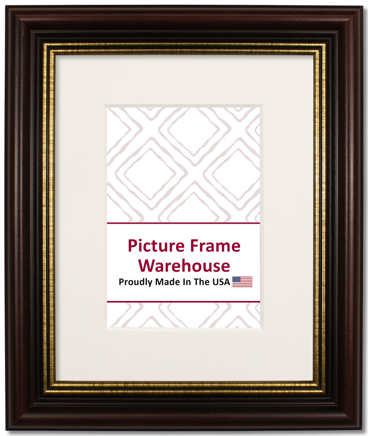 112-236 - Mahogany With Gold Lip, 1 ½", Solid Wood Ready-Made Frame