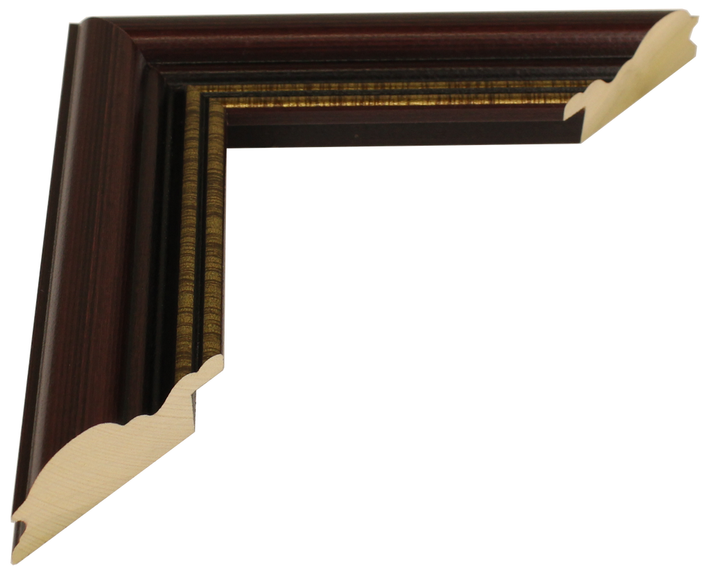 112-236 - Mahogany With Gold Lip, 1 ½", Solid Wood Ready-Made Frame