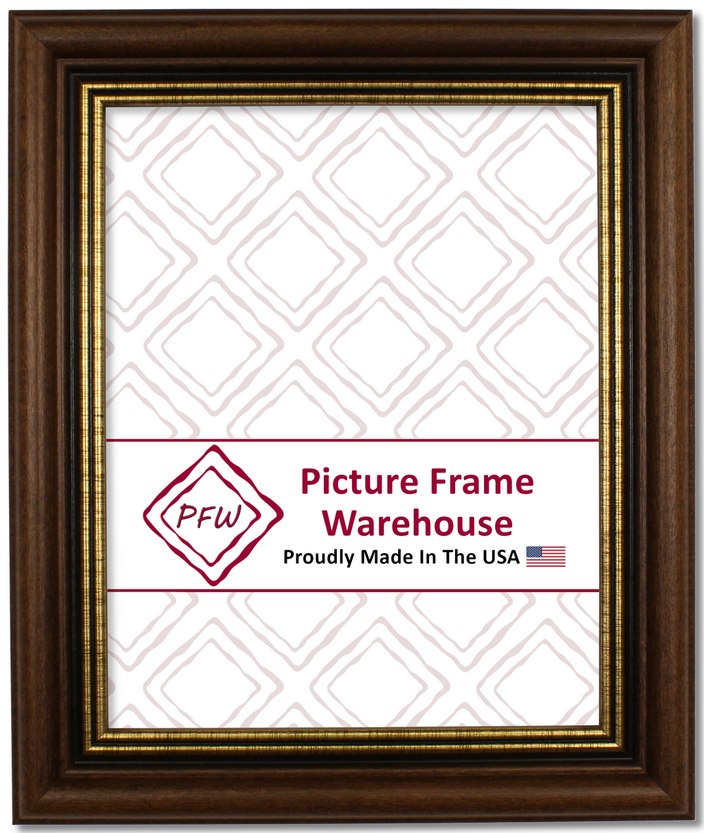 112-434 - Walnut With Gold Lip, 1 ½", Solid Wood Ready-Made Frame
