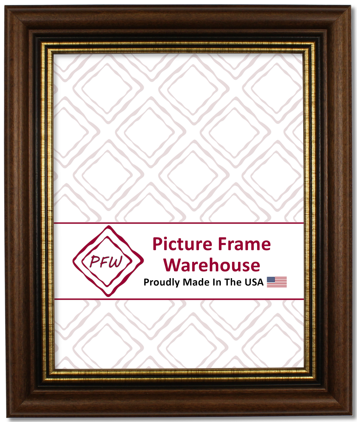 112-434 - Walnut With Gold Lip, 1 ½", Solid Wood Ready-Made Frame
