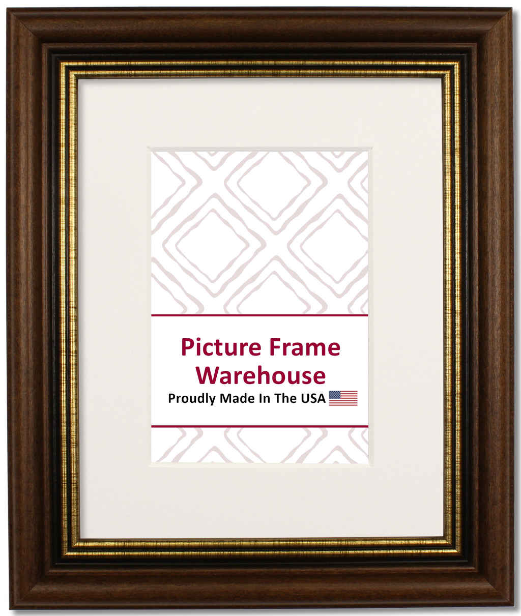 112-434 - Walnut With Gold Lip, 1 ½", Solid Wood Ready-Made Frame