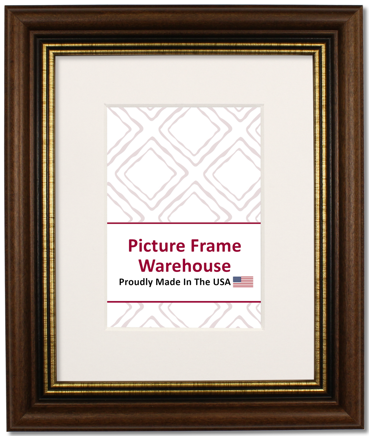 112-434 - Walnut With Gold Lip, 1 ½", Solid Wood Ready-Made Frame