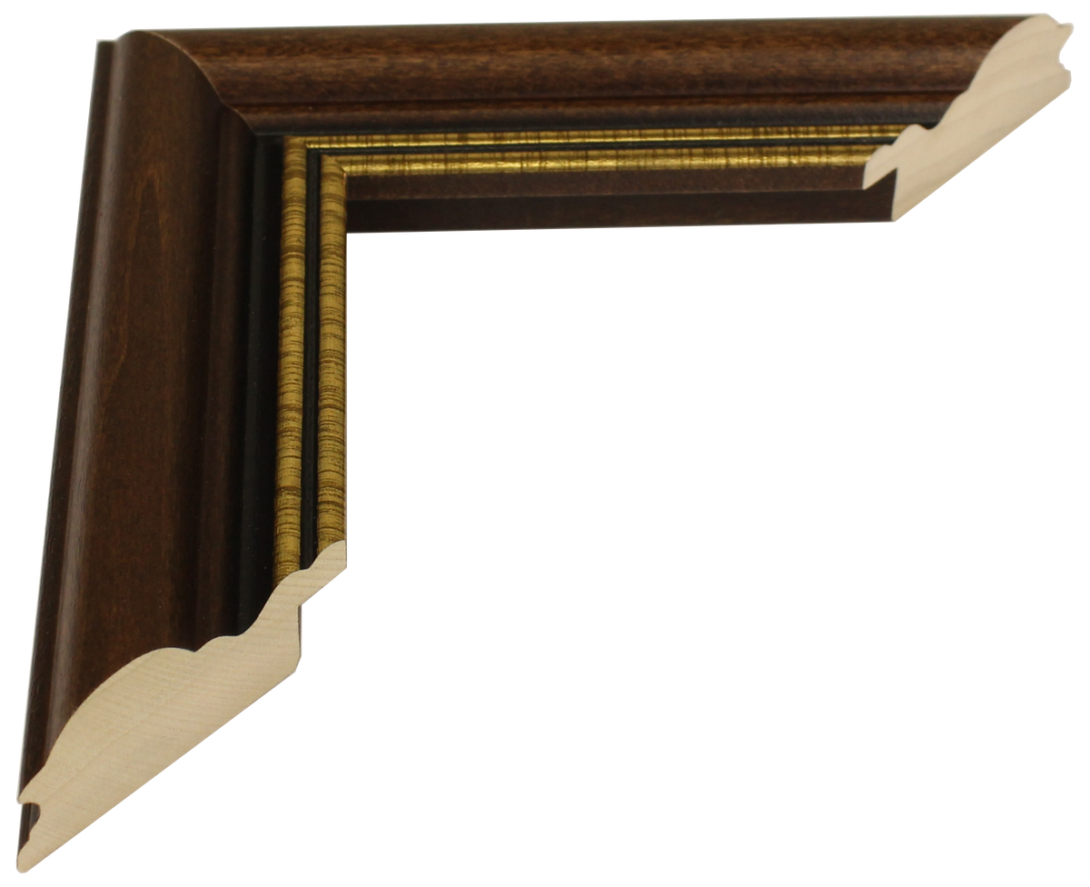 112-434 - Walnut With Gold Lip, 1 ½", Solid Wood Moulding