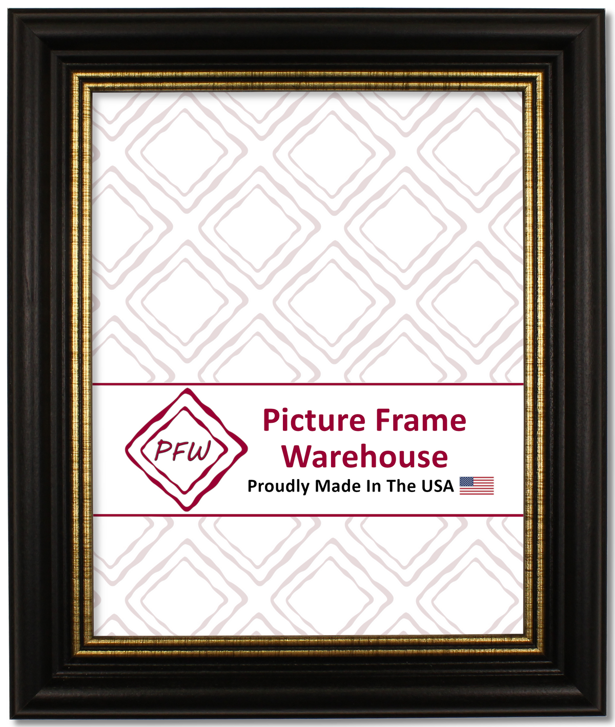 112-554 - Black With Gold Lip, 1 ½", Solid Wood Ready-Made Frame