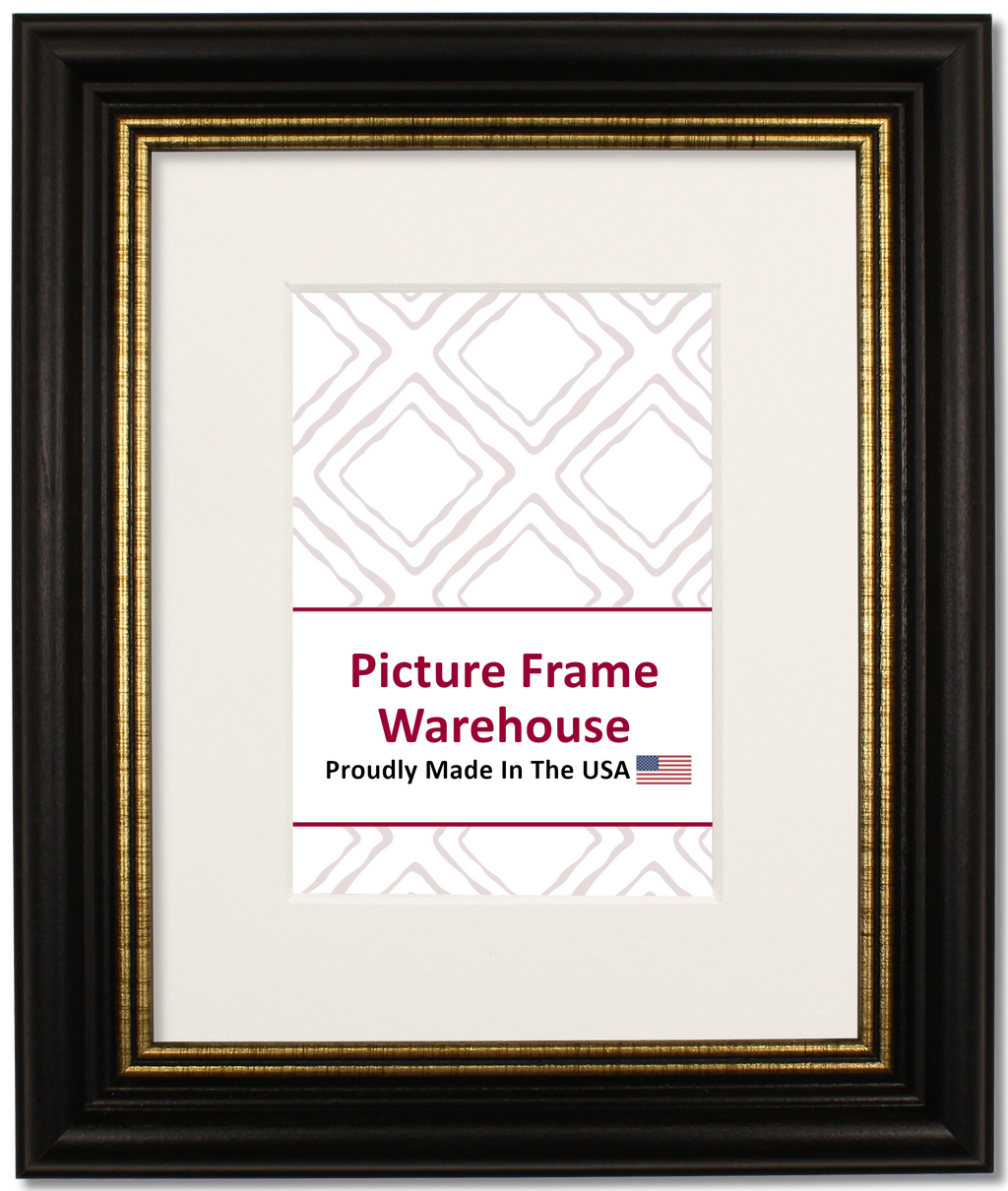 112-554 - Black With Gold Lip, 1 ½", Solid Wood Ready-Made Frame