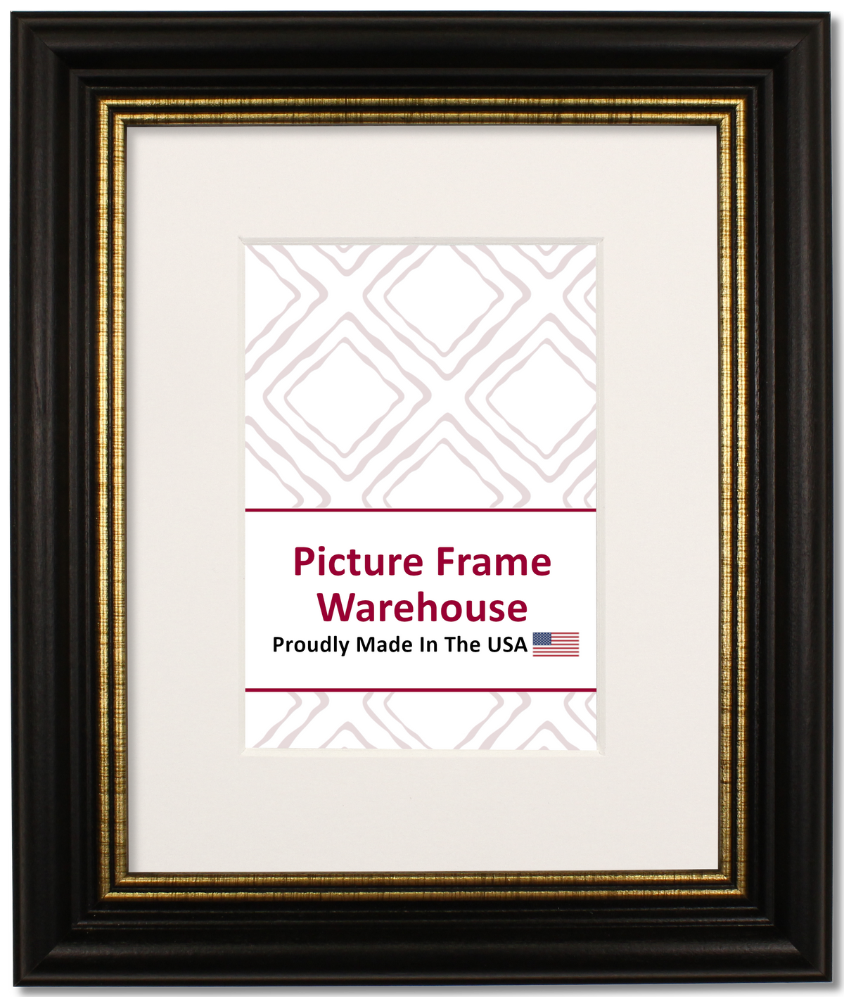 112-554 - Black With Gold Lip, 1 ½", Solid Wood Ready-Made Frame