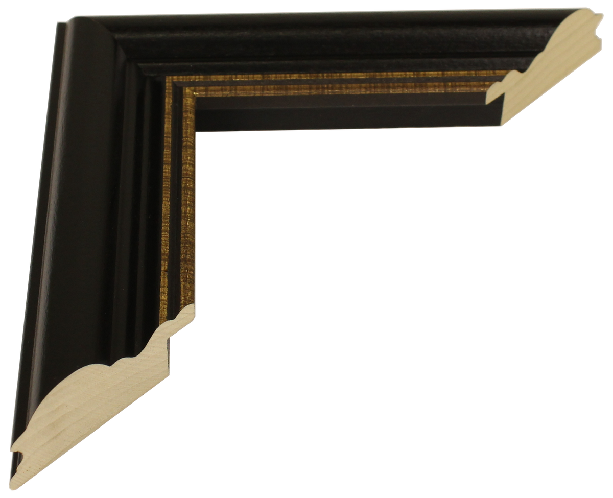 112-554 - Black With Gold Lip, 1 ½", Solid Wood Moulding
