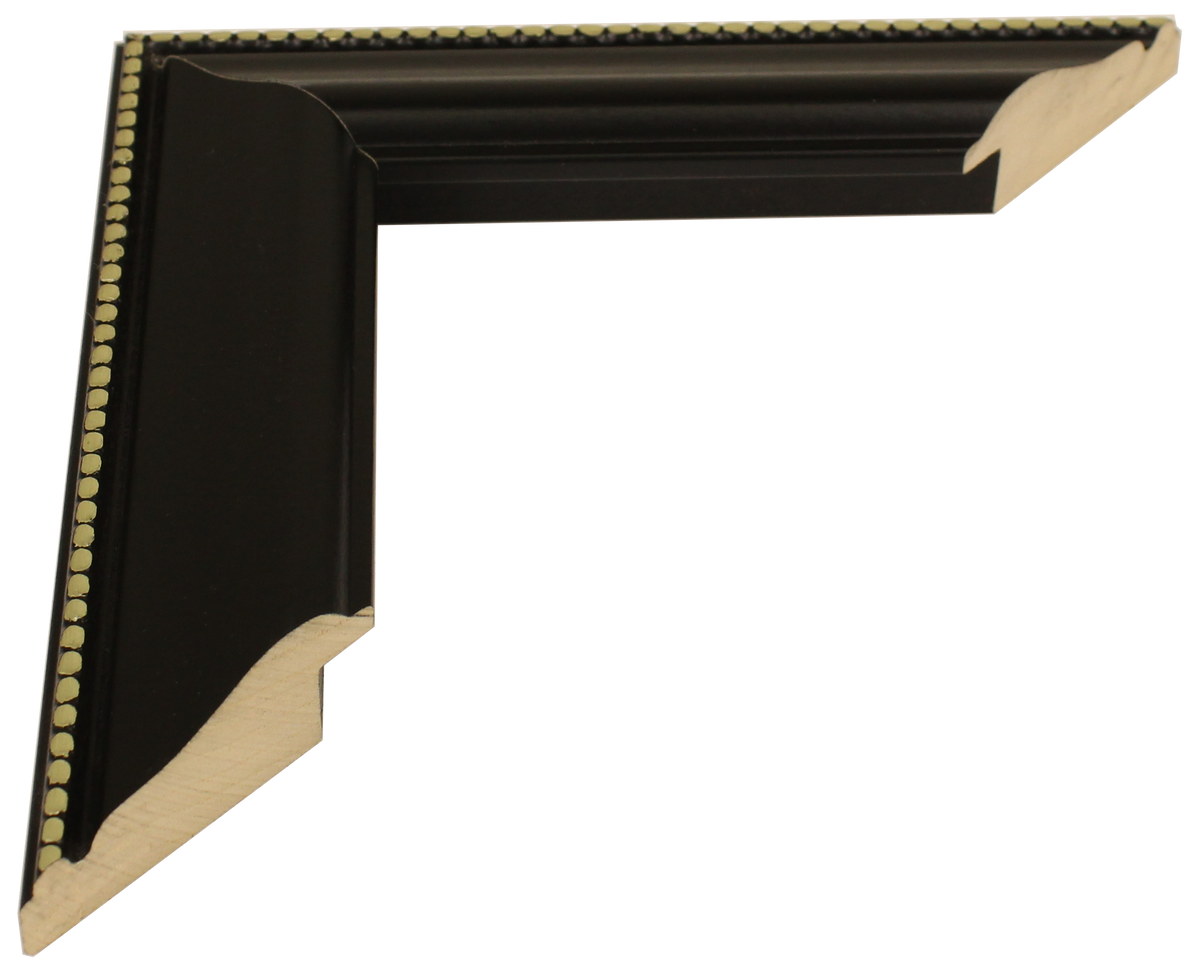 312-551 - Black With Silver Bead, 1 ½", Solid Wood Moulding