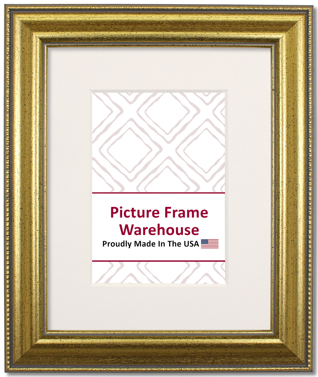 312-654 - Antiqued Gold, 1 ½", Solid Wood Ready-Made Frame