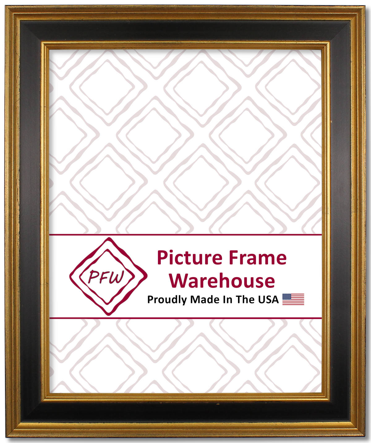 3139 - Black With Antiqued Gold Accents, 1 ¼", Wood Ready-Made Frame