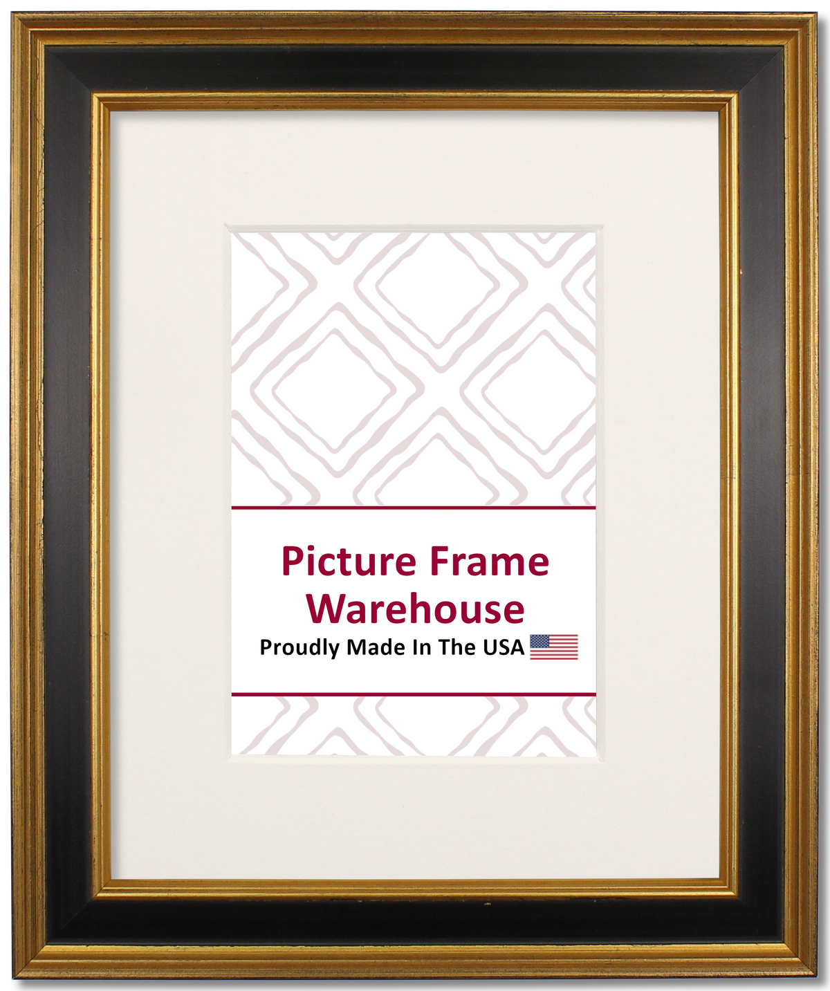3139 - Black With Antiqued Gold Accents, 1 ¼", Wood Ready-Made Frame