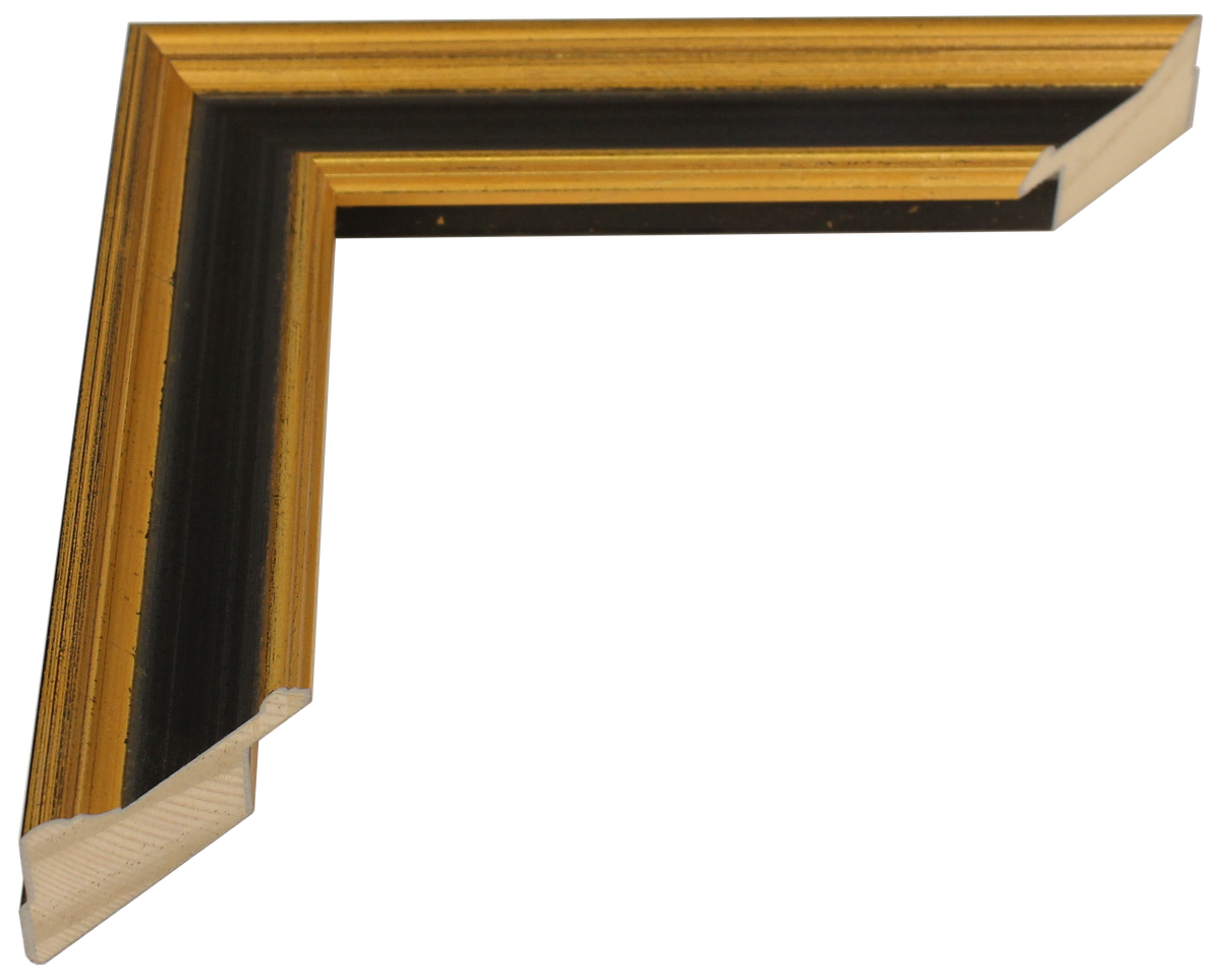 3139 - Black With Antiqued Gold Accents, 1 ¼", Wood Ready-Made Frame