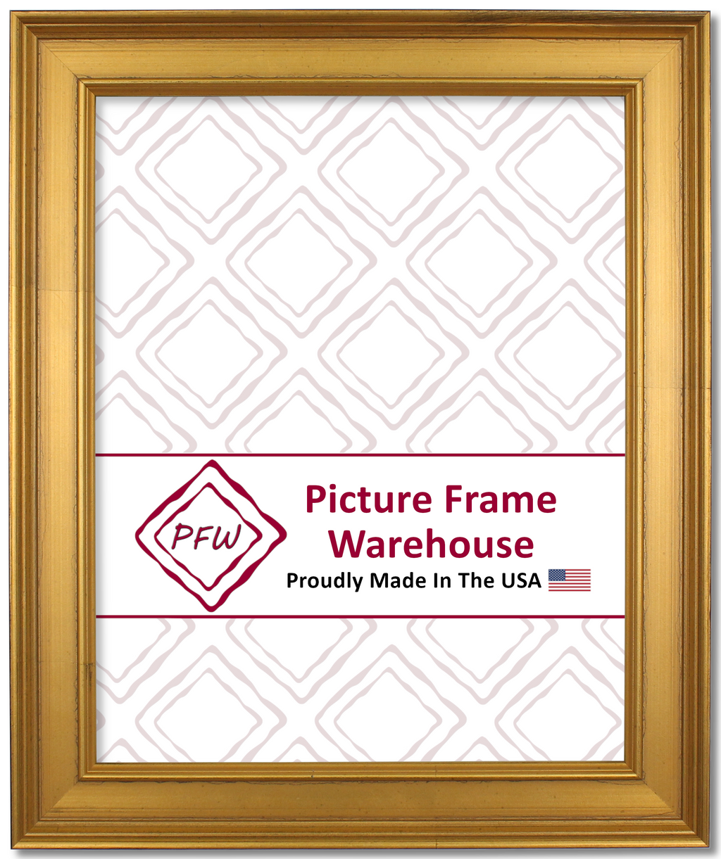 3149 - Antiqued Gold With Black Side, 1 ¼", Wood Ready-Made Frame