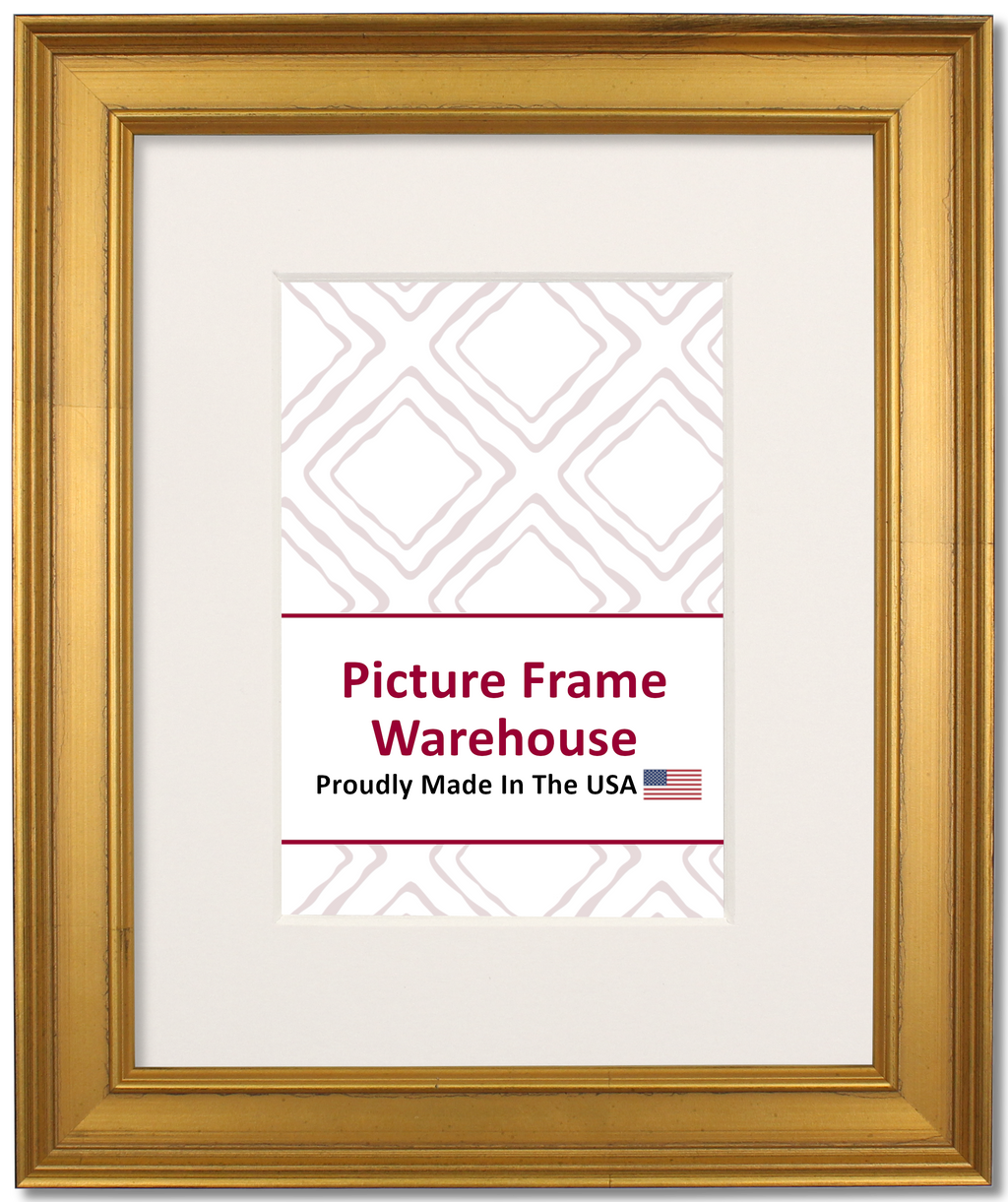 3149 - Antiqued Gold With Black Side, 1 ¼", Wood Ready-Made Frame