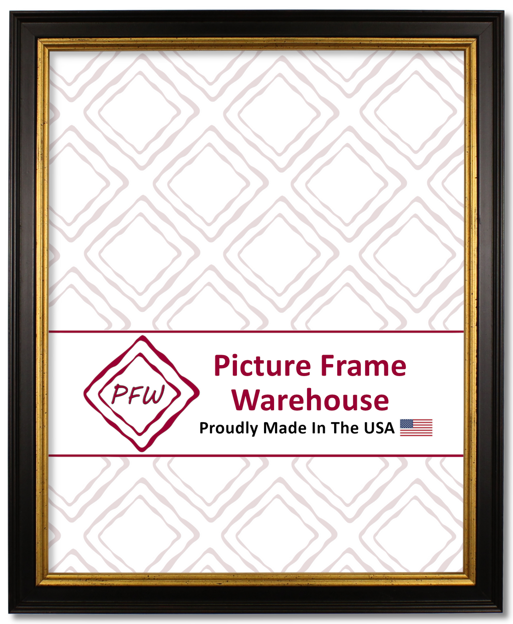 3266 - Antiqued Black With Gold Lip, ¾", Wood Ready-Made Frame