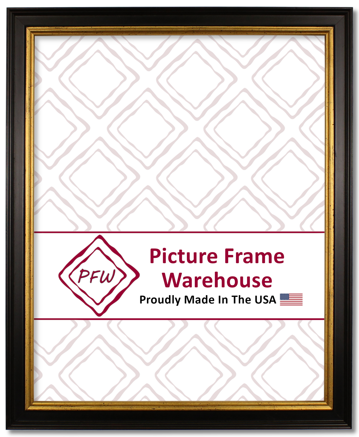 3266 - Antiqued Black With Gold Lip, ¾", Wood Ready-Made Frame