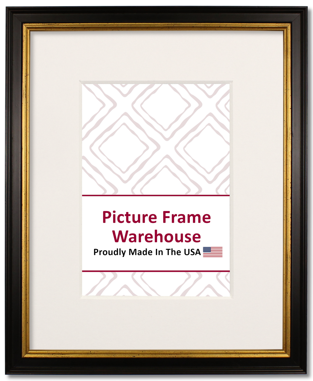 3266 - Antiqued Black With Gold Lip, ¾", Wood Ready-Made Frame