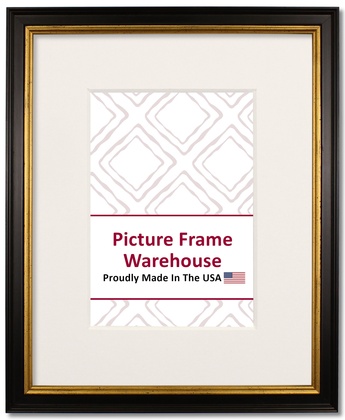 3266 - Antiqued Black With Gold Lip, ¾", Wood Ready-Made Frame