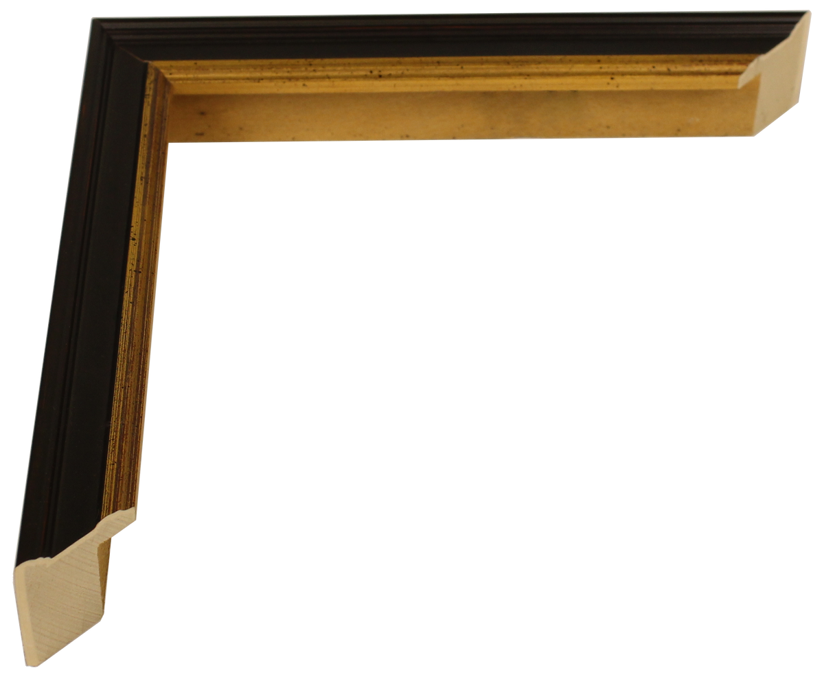 3266 - Antiqued Black With Gold Lip, ¾", Wood Ready-Made Frame