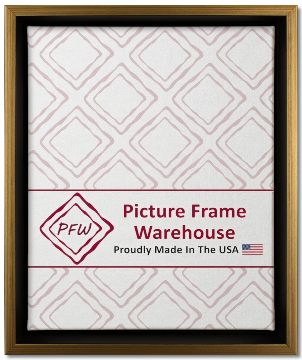 344-10 - Antiqued Gold With Black Side, ⅜", Wood Ready-Made Floater Frame