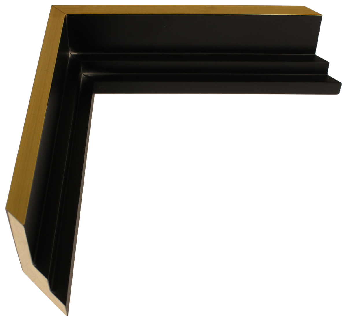 344-10 - Antiqued Gold With Black Side, ⅜", Wood Ready-Made Floater Frame