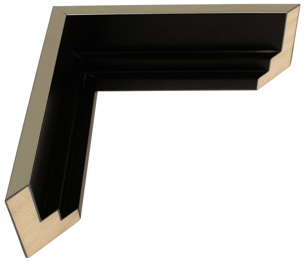 344-23 - Antiqued Silver With Black Side, ⅜", Wood Ready-Made Floater Frame