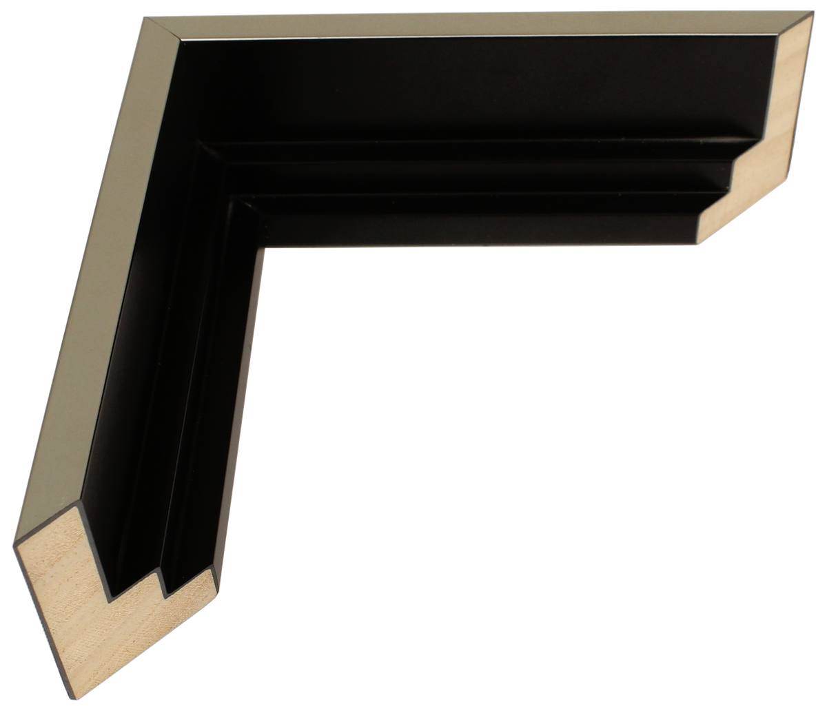 344-23 - Antiqued Silver With Black Side, ⅜", Wood Ready-Made Floater Frame