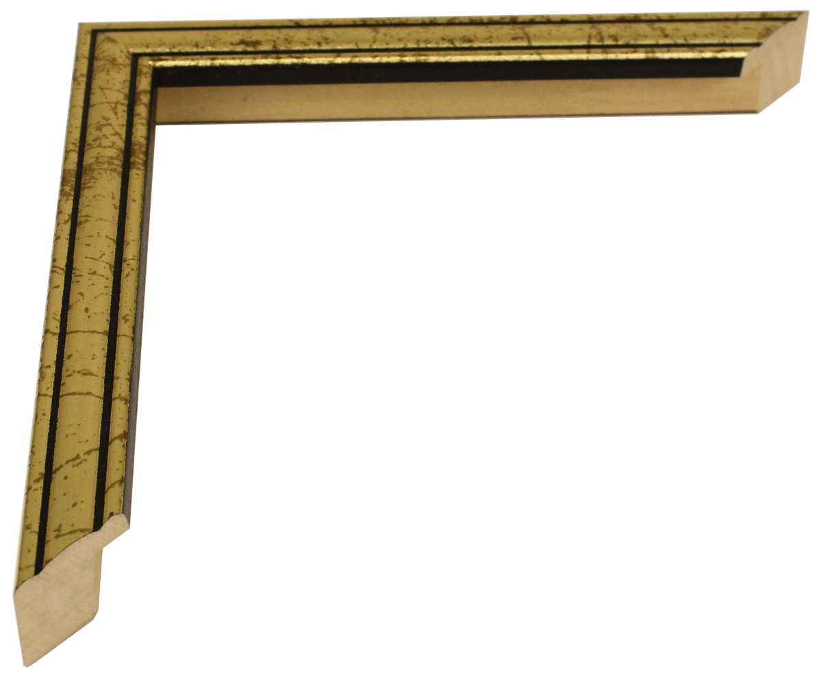 45-672 - Antiqued Gold With Black Accent, ¾", Solid Wood Ready-Made Frame