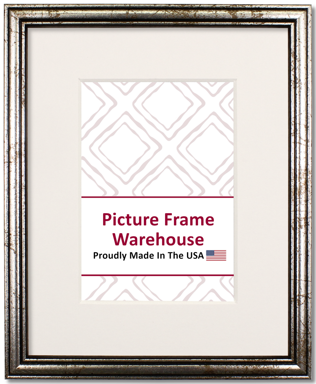 45-678 - Antiqued Silver With Black Accent, ¾", Solid Wood Ready-Made Frame