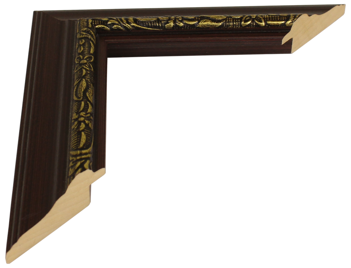 641-237 - Mahogany With Gold Embossing, 1 ½", Solid Wood Moulding