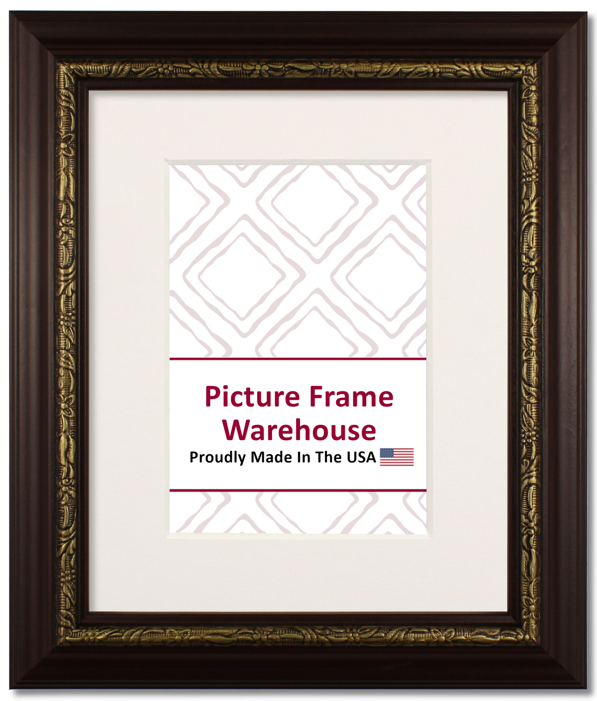 641-237 - Mahogany With Gold Embossing, 1 ½", Wood Ready-Made Frame