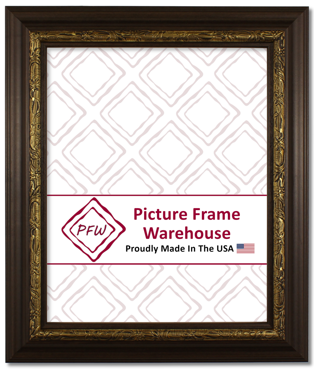 641-427 - Walnut With Gold Embossing, 1 ½", Wood Ready-Made Frame