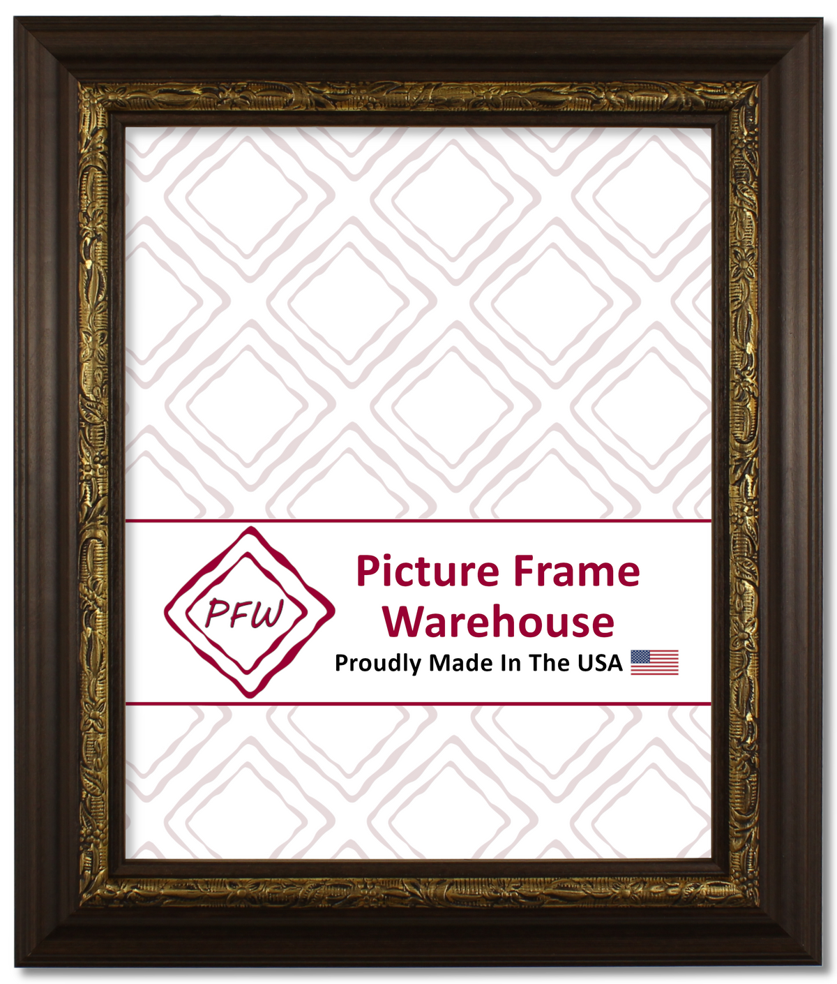 641-427 - Walnut With Gold Embossing, 1 ½", Wood Ready-Made Frame
