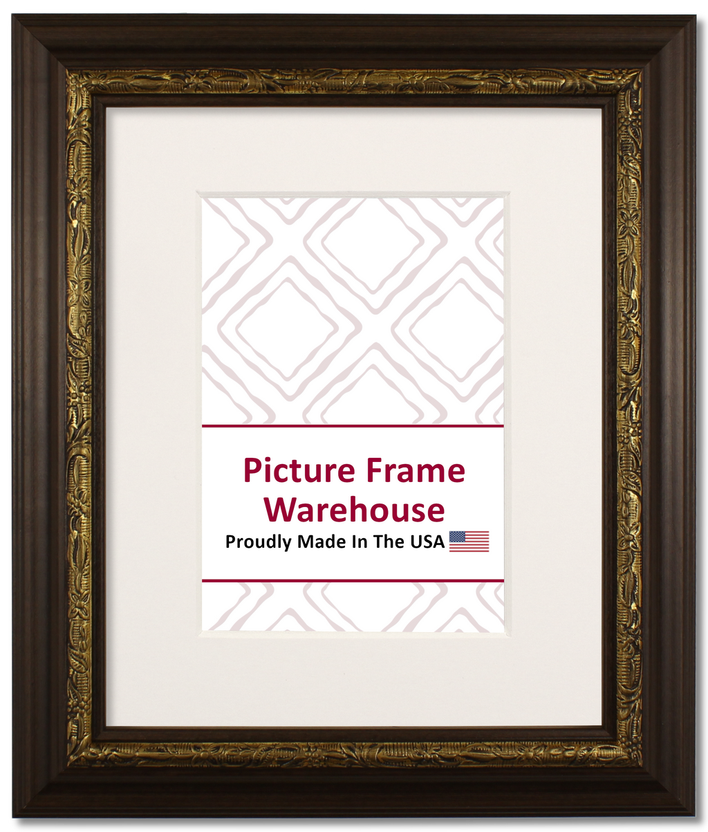 641-427 - Walnut With Gold Embossing, 1 ½", Wood Ready-Made Frame
