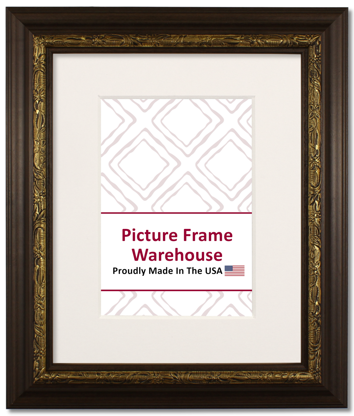 641-427 - Walnut With Gold Embossing, 1 ½", Wood Ready-Made Frame