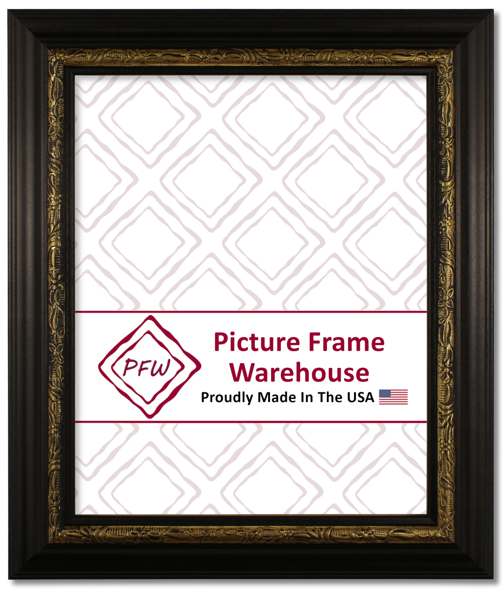 641-556 - Black With Gold Embossing, 1 ½", Wood Ready-Made Frame