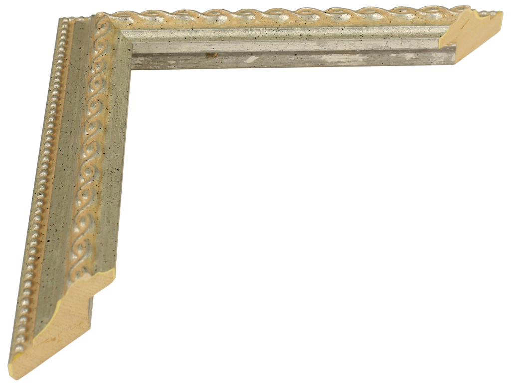 72974 - Embossed Silver, 1 ⅛", Solid Wood Moulding