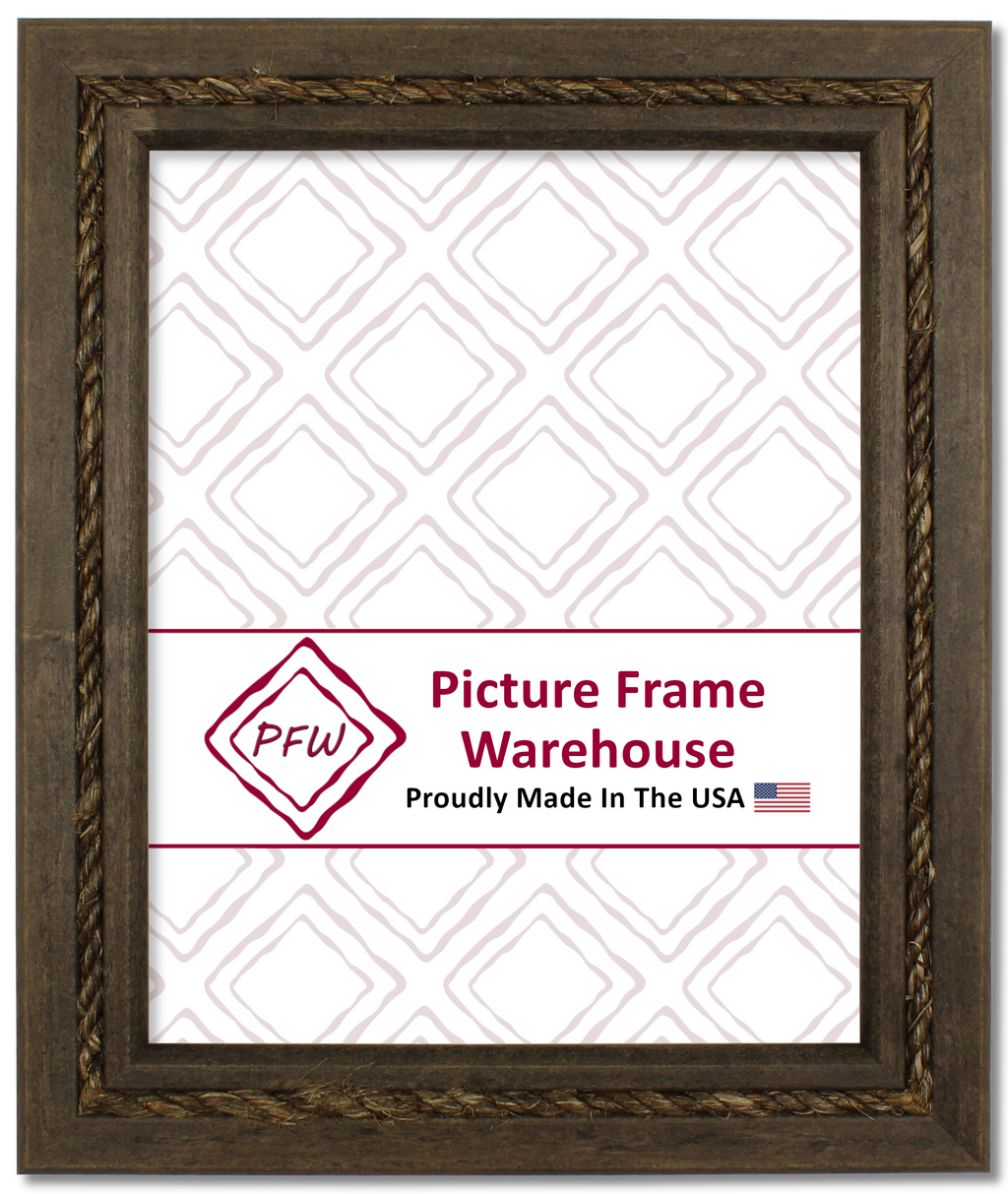 781-111 - Distressed Walnut With Jute Rope, 1 ½", Solid Wood Ready-Made Frame