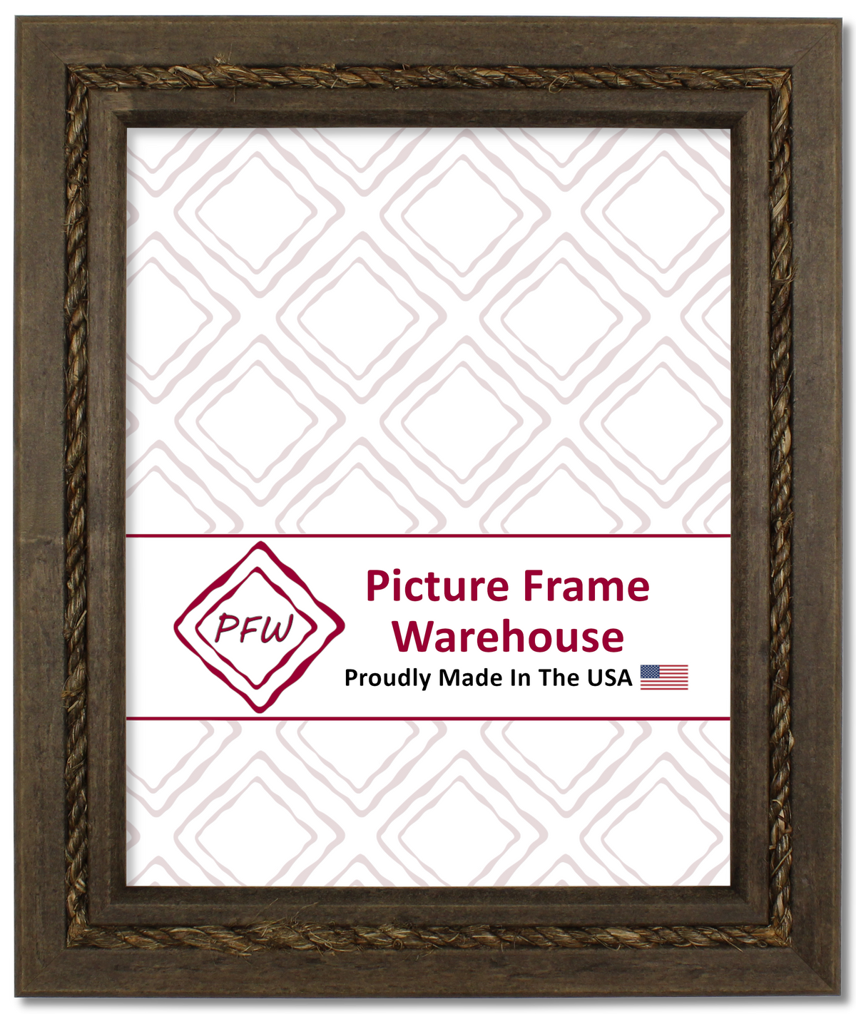 781-111 - Distressed Walnut With Jute Rope, 1 ½", Solid Wood Ready-Made Frame