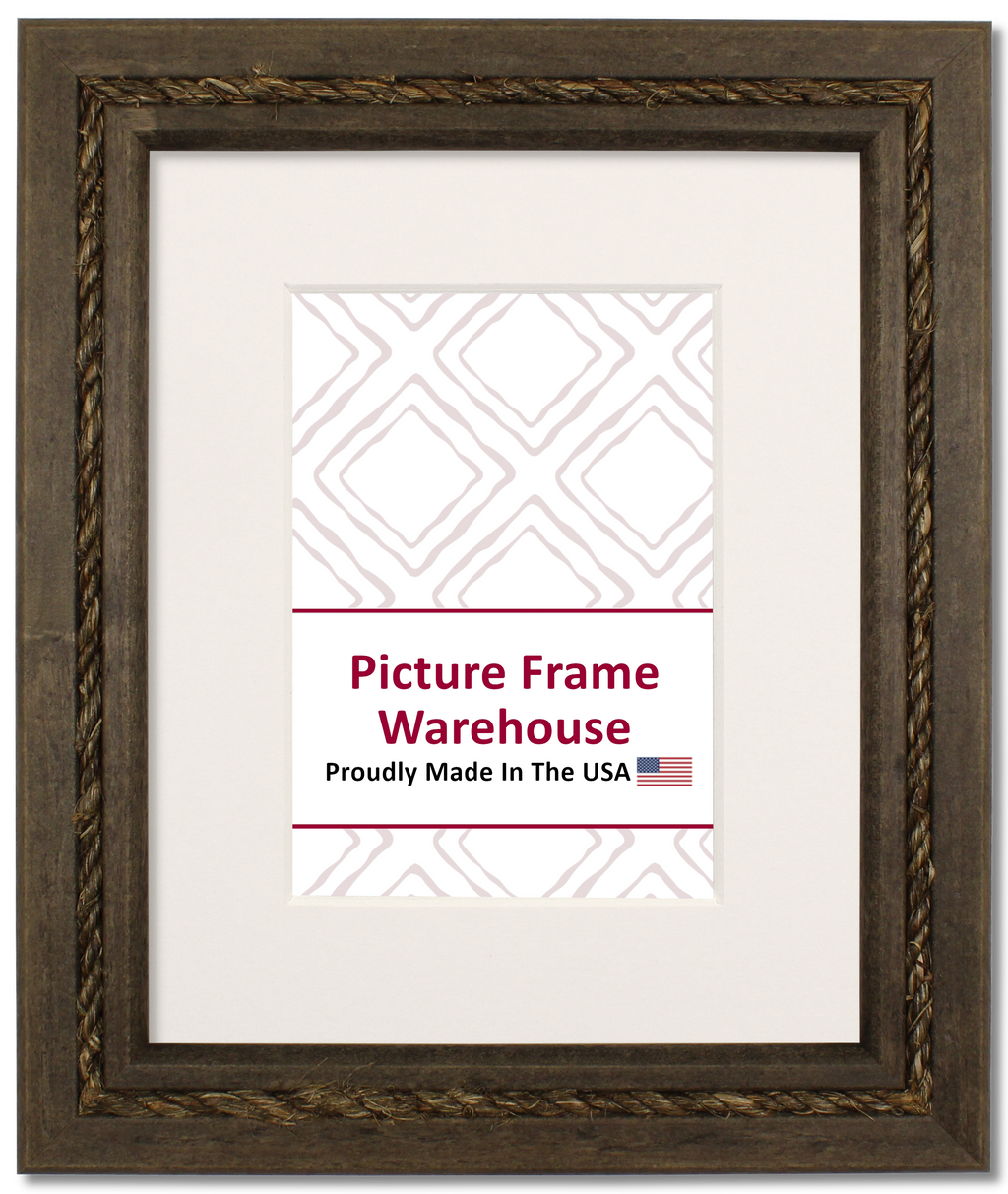 781-111 - Distressed Walnut With Jute Rope, 1 ½", Solid Wood Ready-Made Frame
