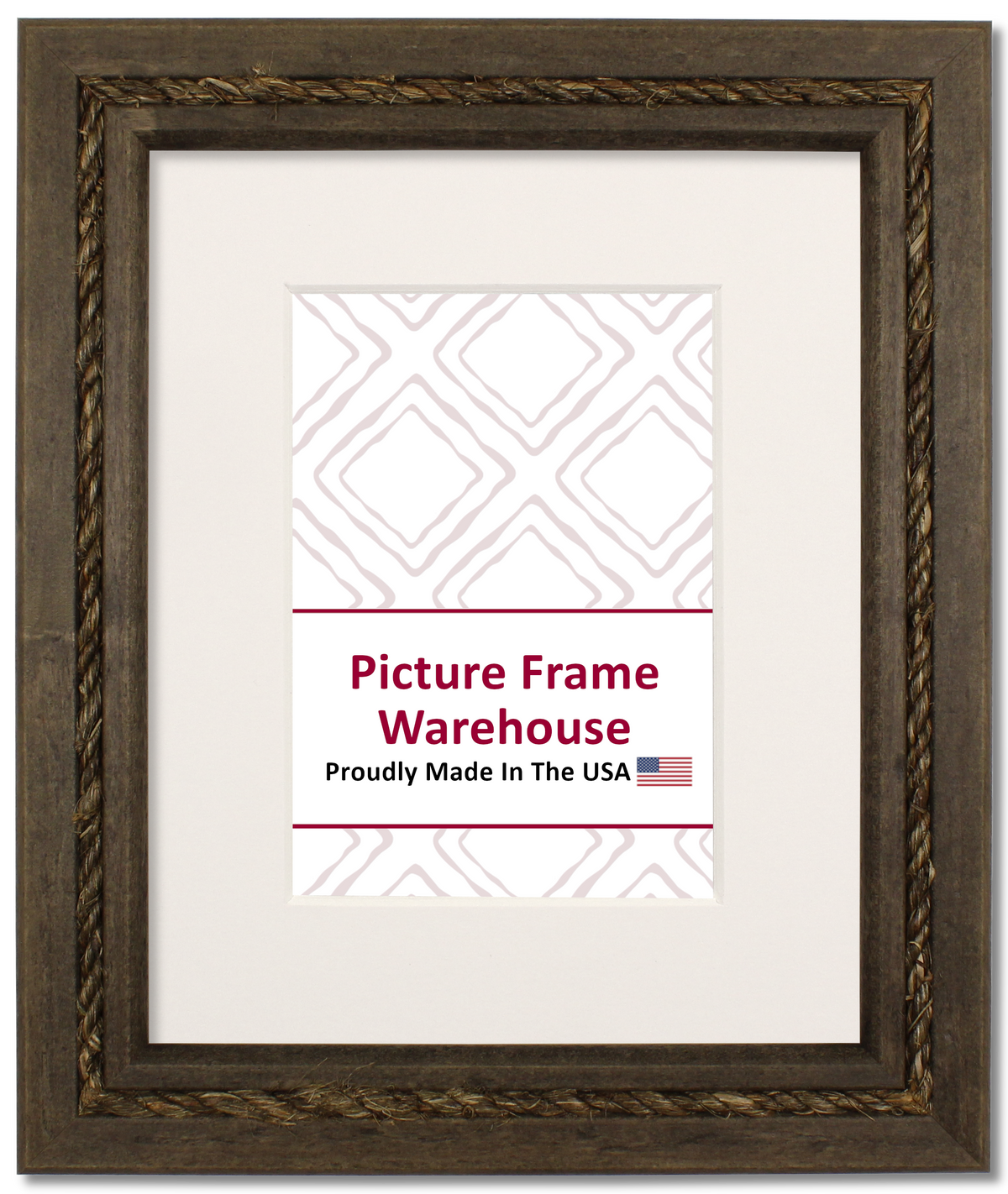 781-111 - Distressed Walnut With Jute Rope, 1 ½", Solid Wood Ready-Made Frame