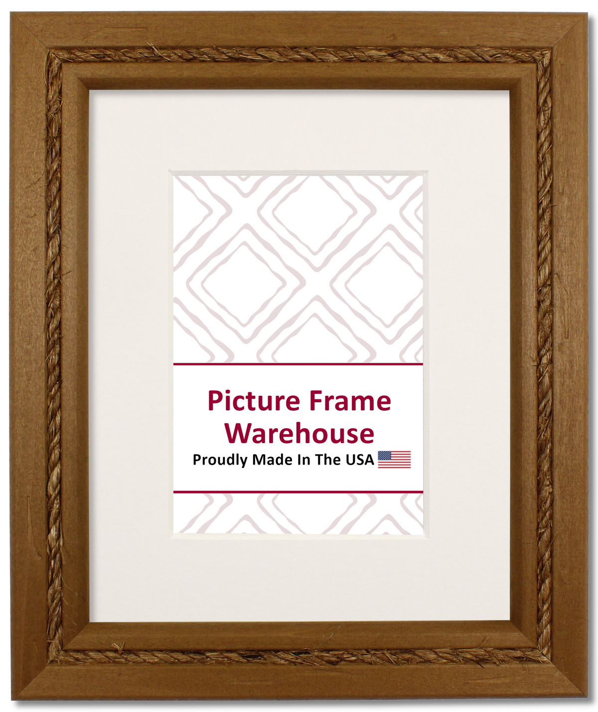 781-409 - Distressed Honey With Jute Rope, 1 ½", Solid Wood Ready-Made Frame