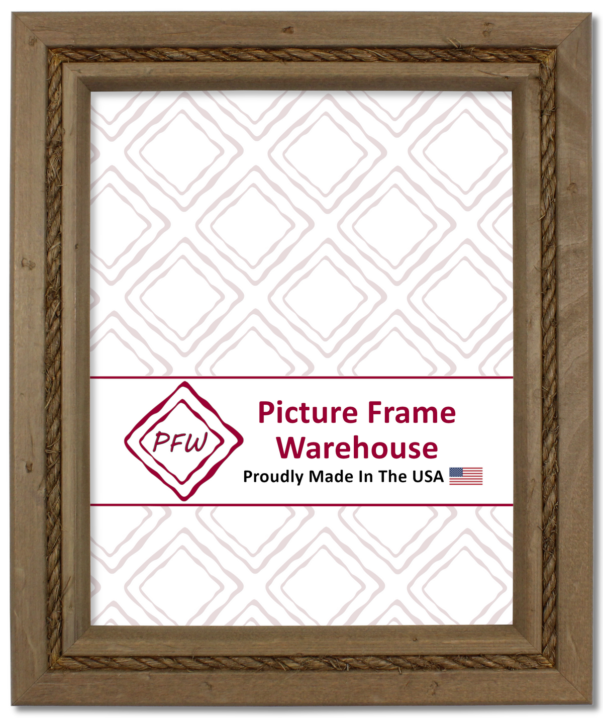 781-417 - Distressed Wash With Jute Rope, 1 ½", Solid Wood Ready-Made Frame