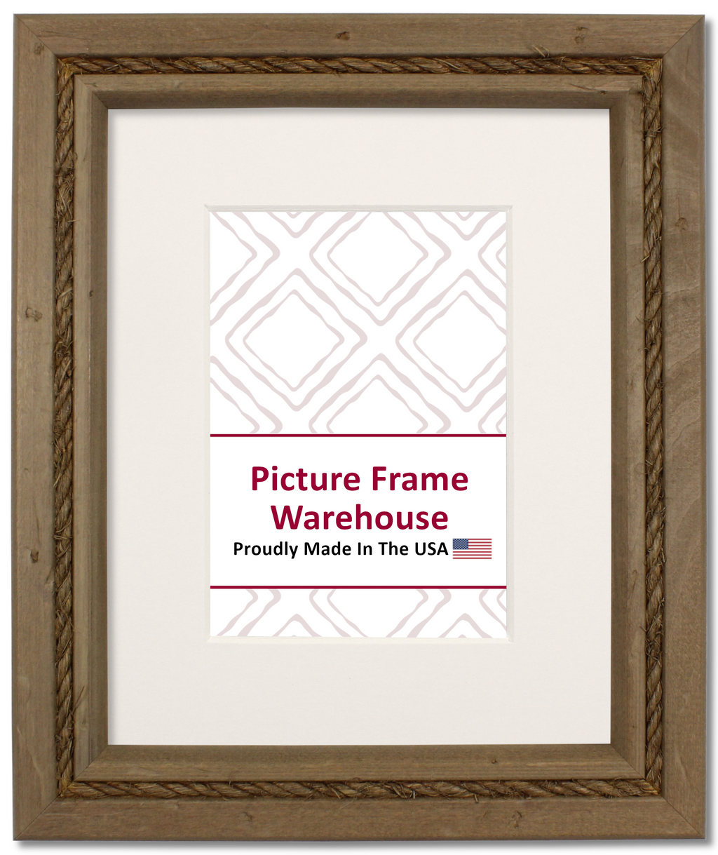 781-417 - Distressed Wash With Jute Rope, 1 ½", Solid Wood Ready-Made Frame