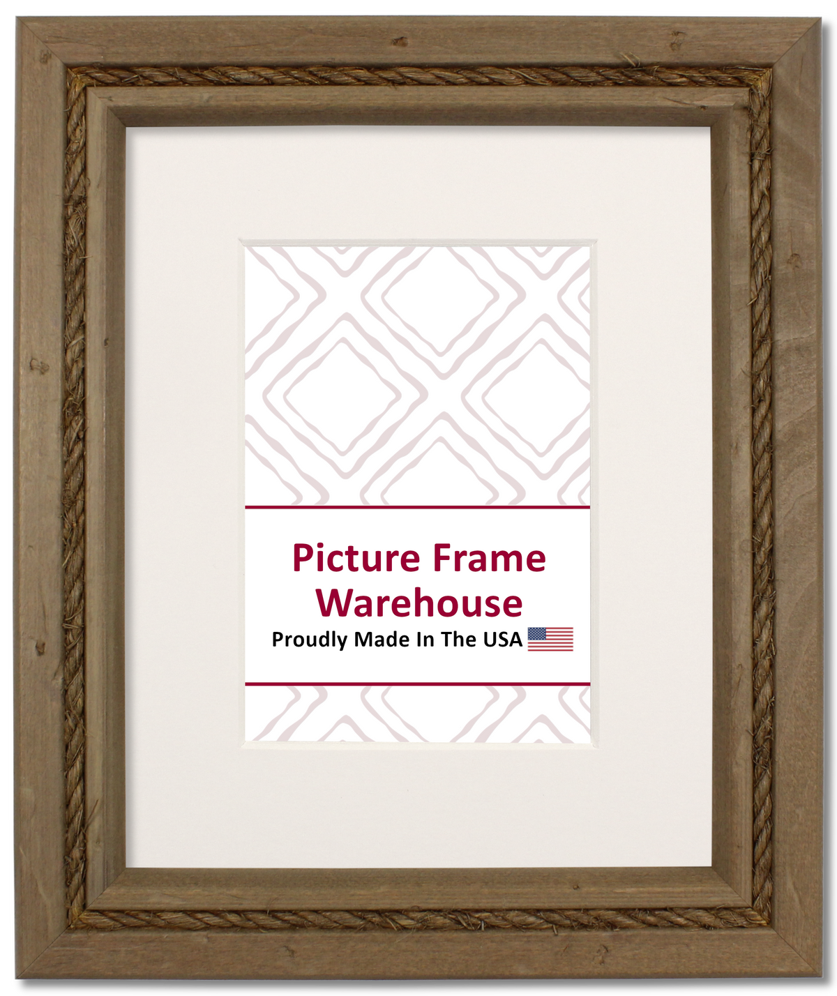 781-417 - Distressed Wash With Jute Rope, 1 ½", Solid Wood Ready-Made Frame