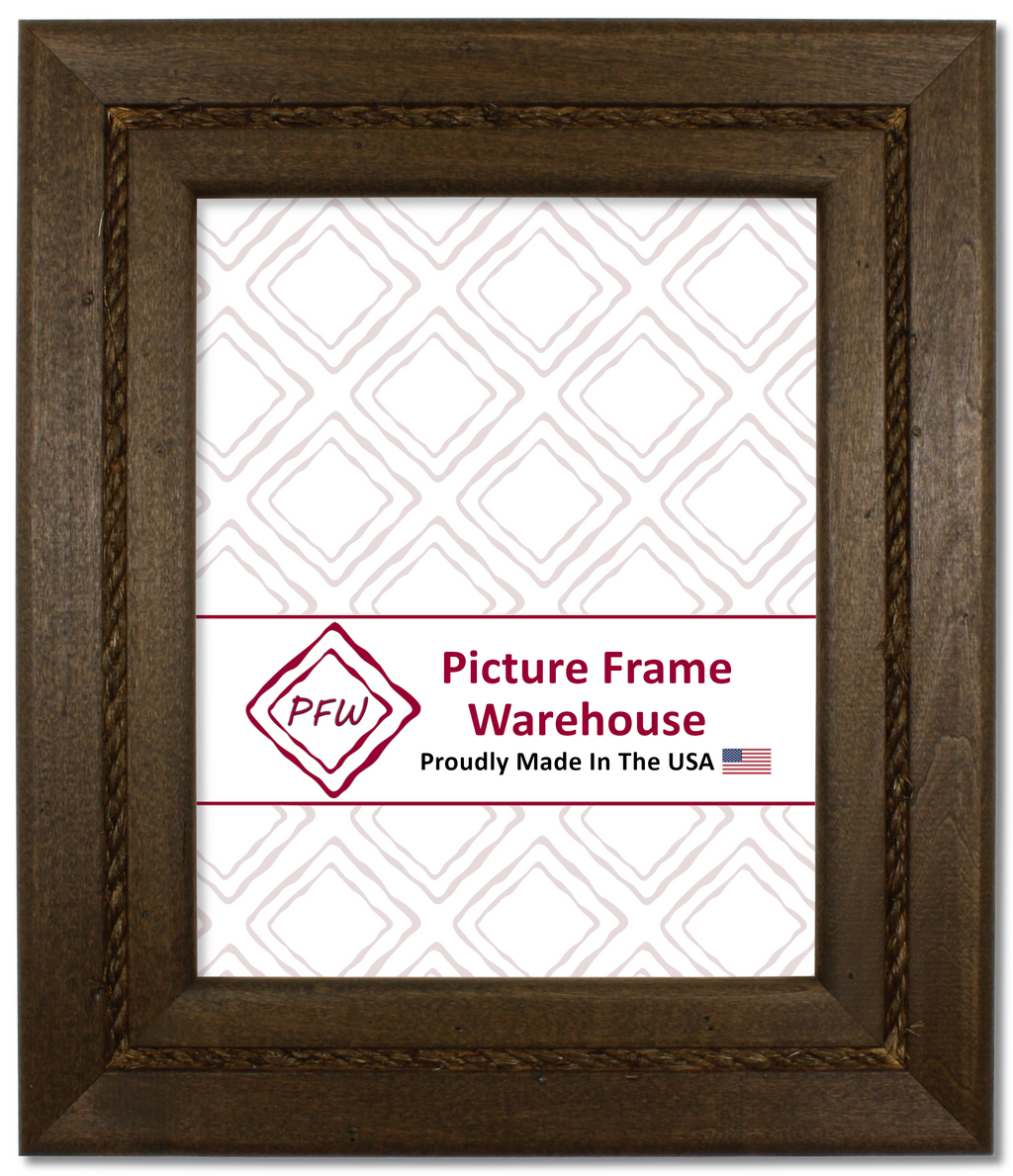 791-111 - Distressed Walnut With Jute Rope, 2 ¼", Solid Wood Ready-Made Frame