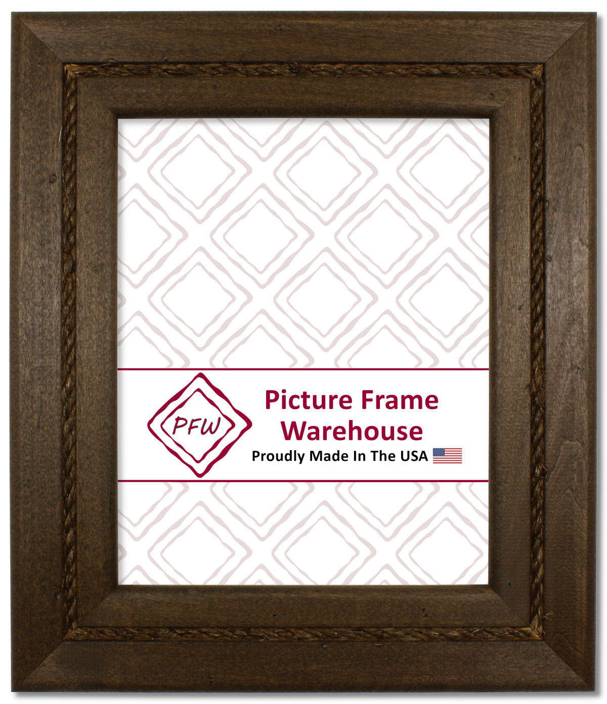 791-111 - Distressed Walnut With Jute Rope, 2 ¼", Solid Wood Ready-Made Frame